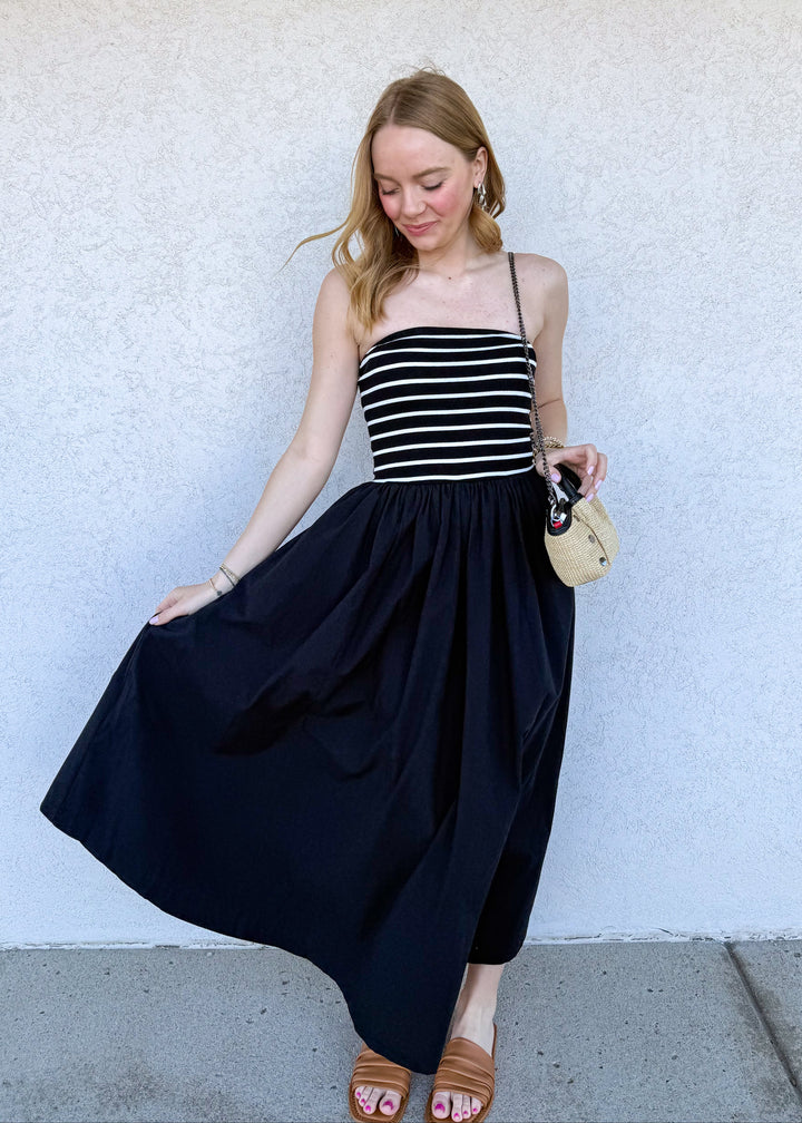 Jadyn Striped Strapless Dress
