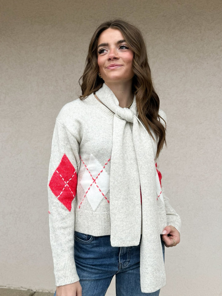 Sanctuary Clothing Argyle Scarf Sweater