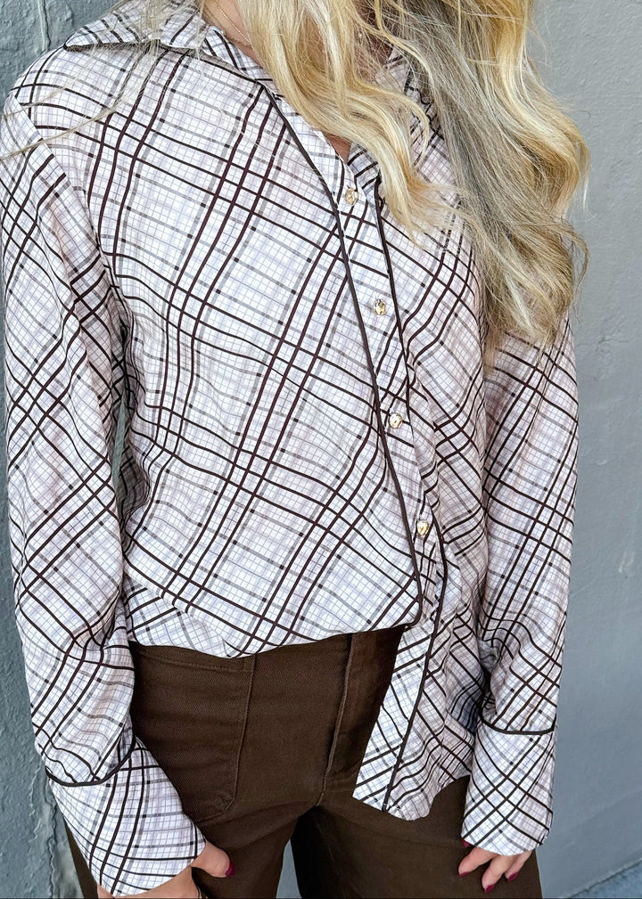 Reina Checkered Print Button Down