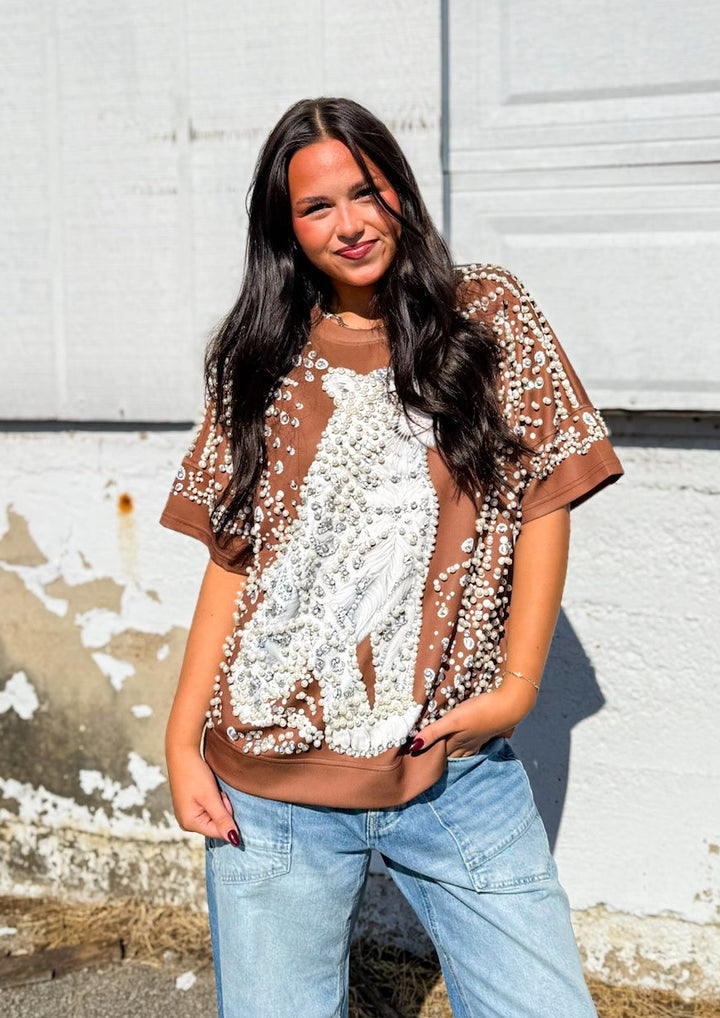 Rory Leopard Pearl Oversized Top