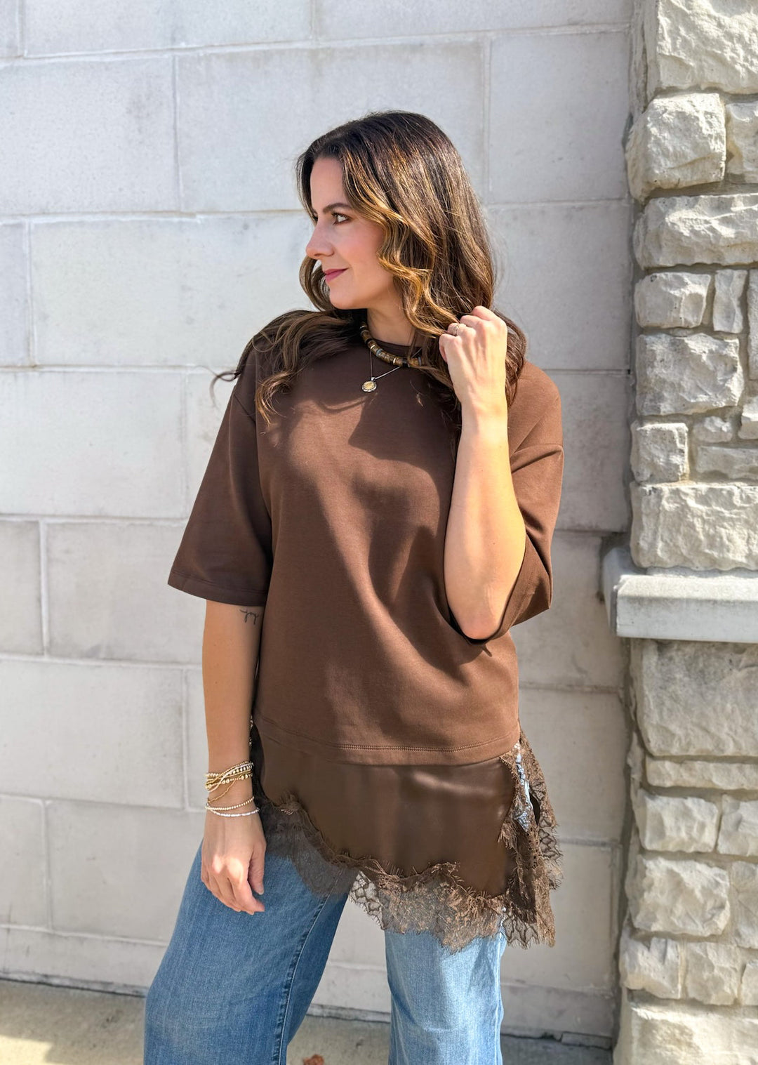 Diana Lace Top - Brown