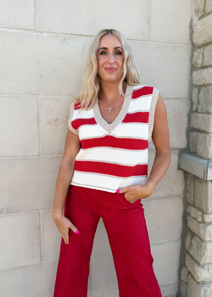 Elan Bobbie Striped Sweater Vest