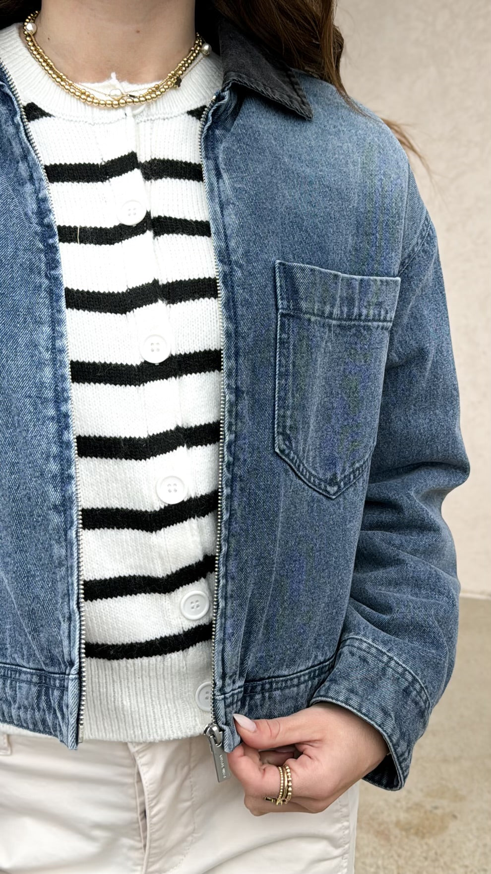 Sanctuary Clothing Must Have Cardi - Chalk w/ Black Stripe