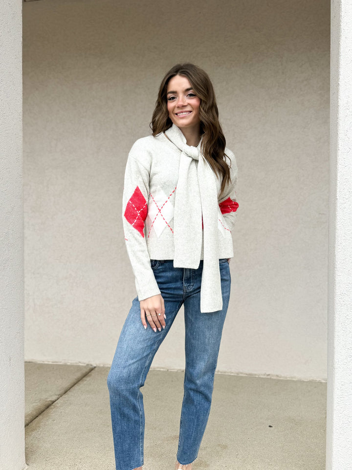 Sanctuary Clothing Argyle Scarf Sweater