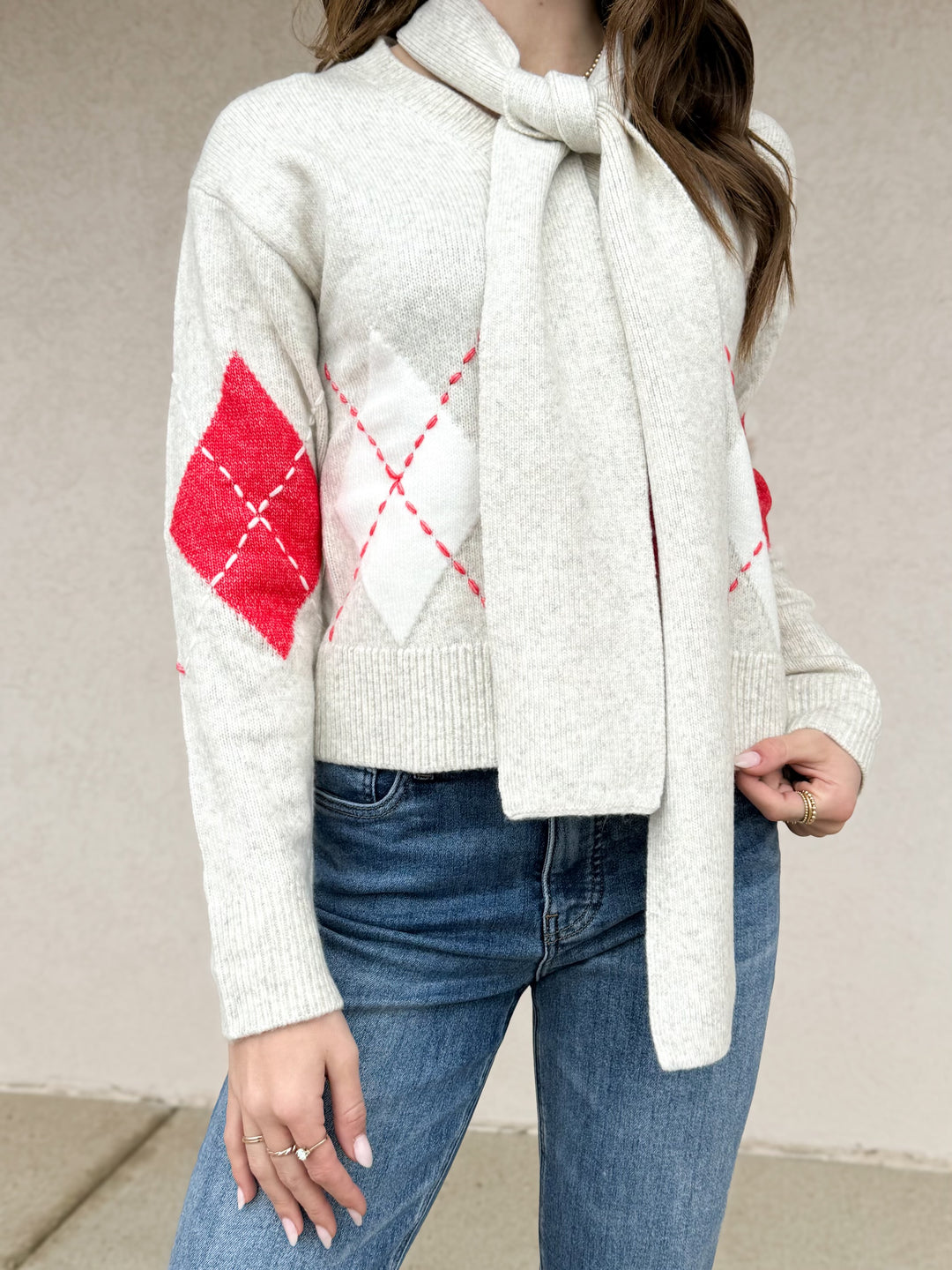 Sanctuary Clothing Argyle Scarf Sweater