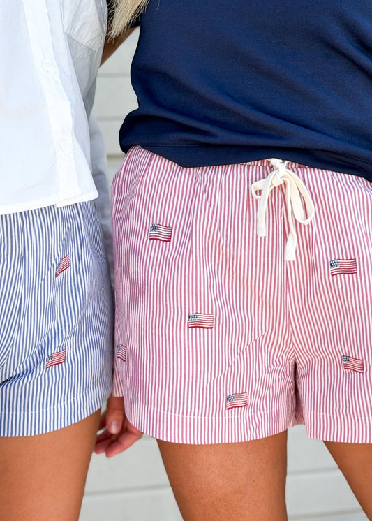 American Girl Striped Shorts - Red