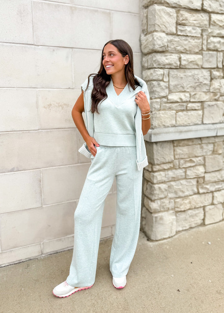 Varley The Wide Leg Pant 30" - Mint Green Marl