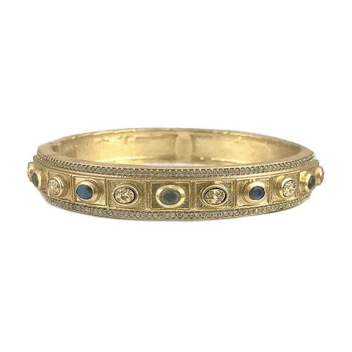 Tat2 Designs Gold Labradorite Thin Bela Coin Bangle