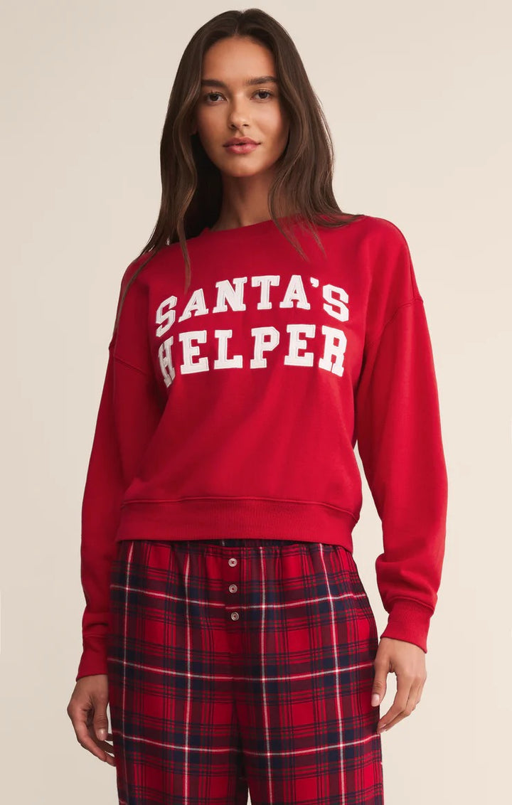 Z Supply Holiday Sweatshirt - Santa's Helper