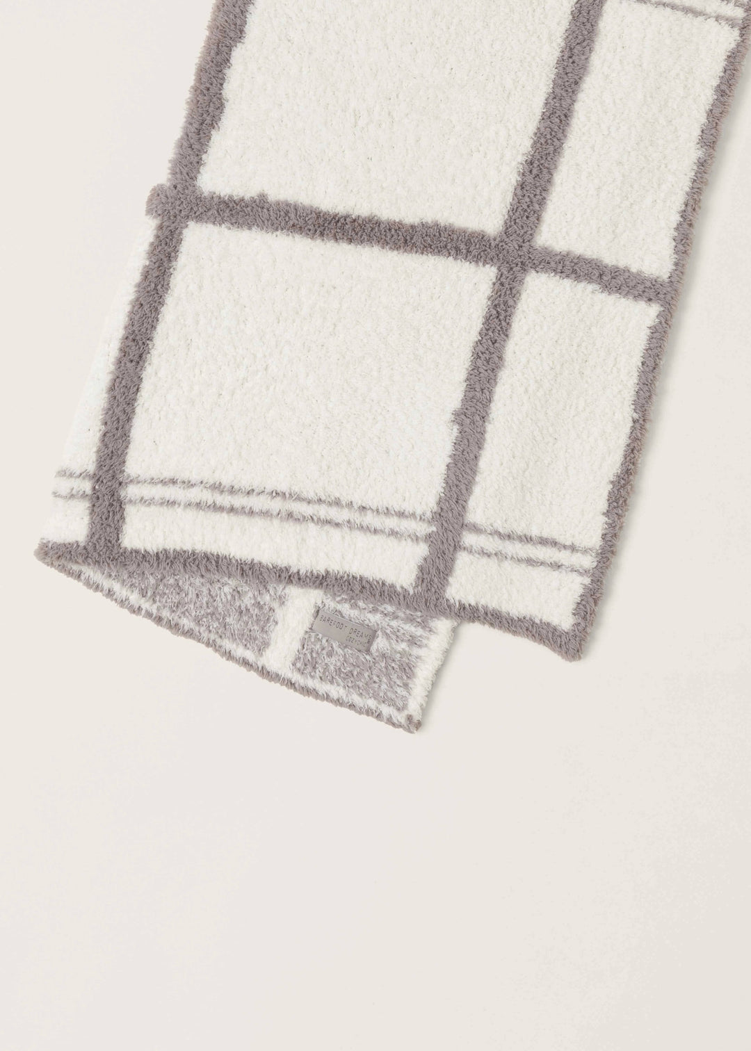 Barefoot Dreams CozyChic Grid Plaid Stroller Blanket-Cream/Beach Rock