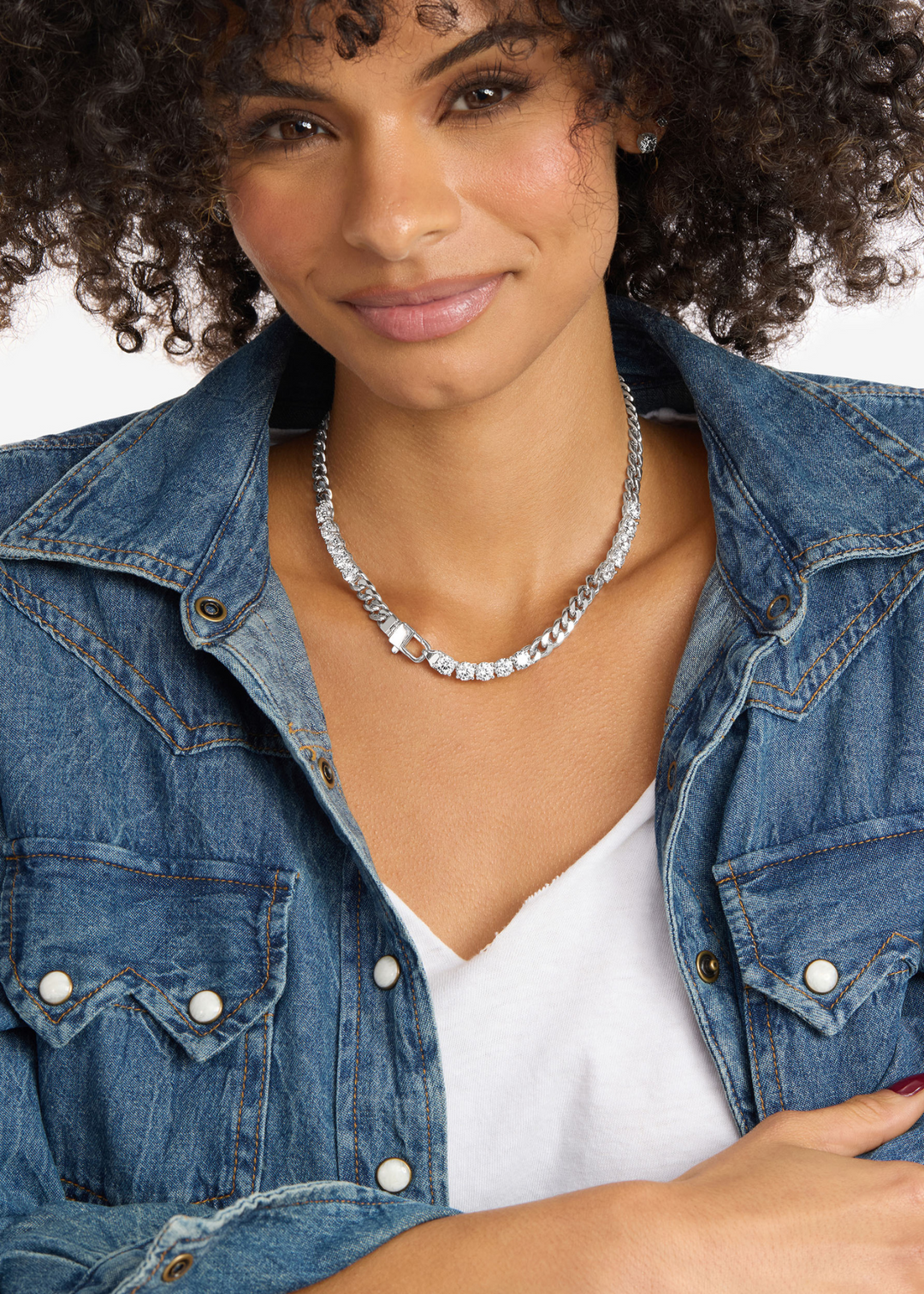 Melinda Maria Julian's Obsessed With Diamonds 16" Necklace - Silver
