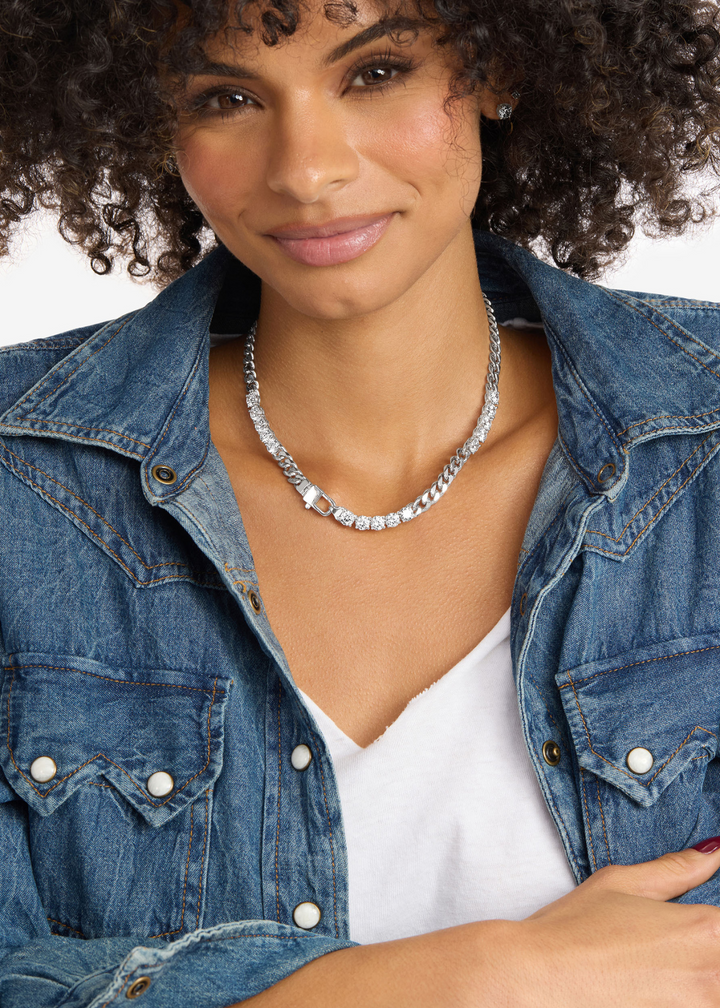 Melinda Maria Julian's Obsessed With Diamonds 16" Necklace - Silver