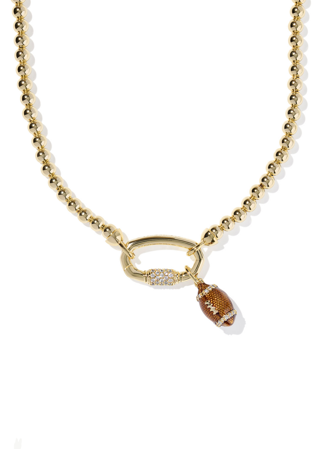 Women's gold strand necklace with a football charm