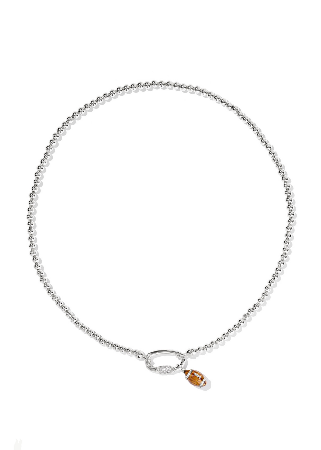Kendra Scott Football Metal Strand Necklace - Rhodium/White CZ