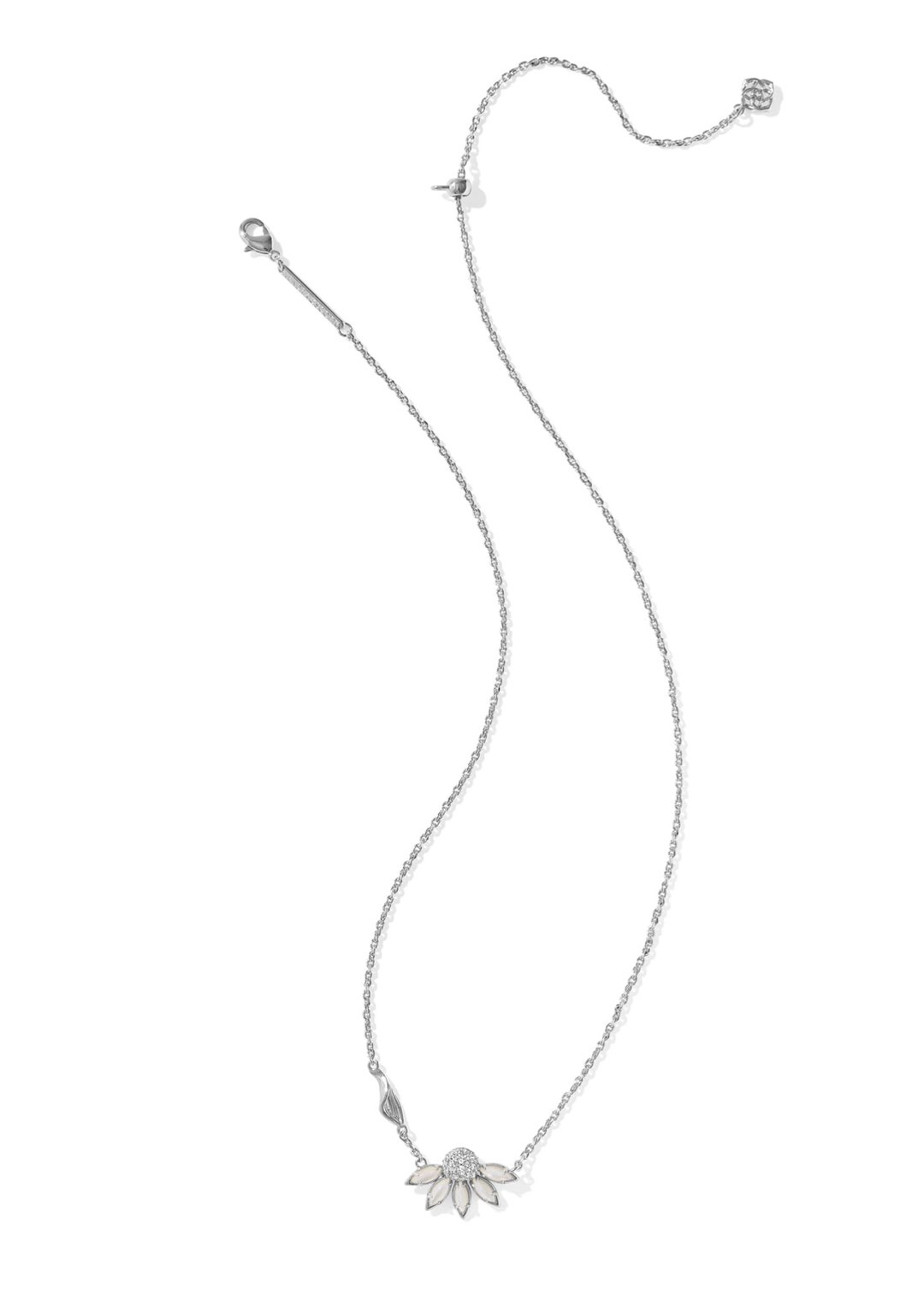 Silver necklace with an ivory flower pendant