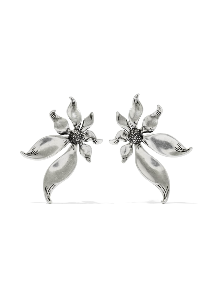 Vintage rhodium flower stud earrings