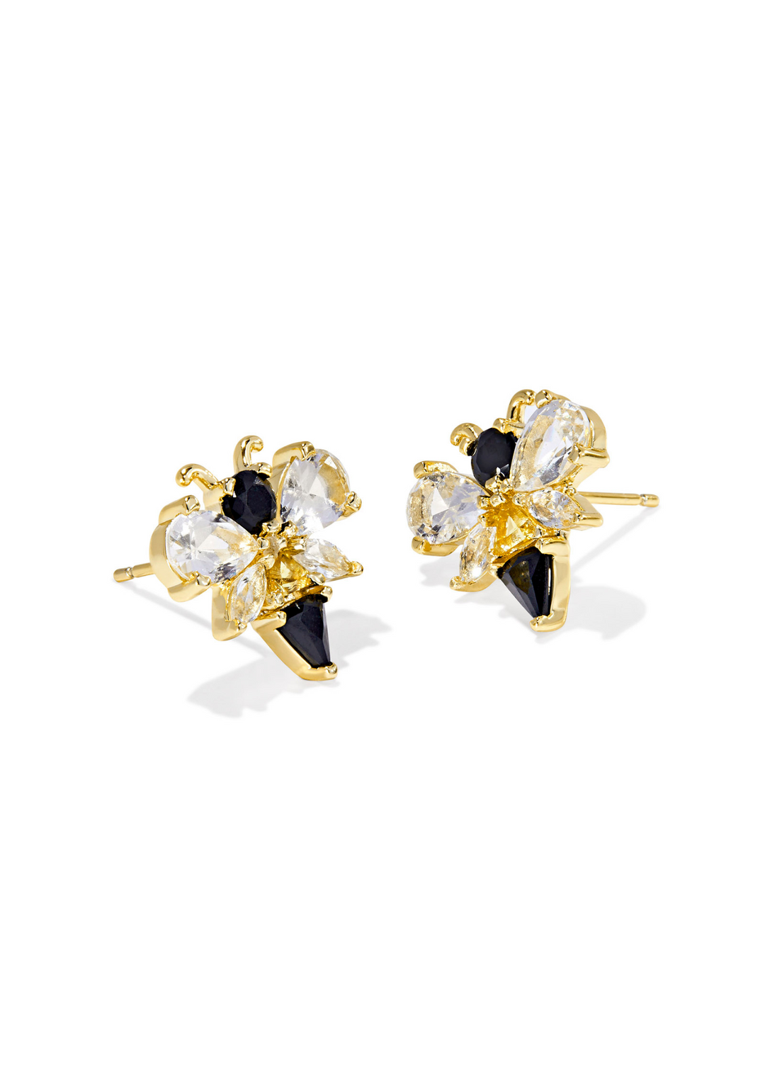 Kendra Scott Bee Stud Earrings in Gold Black/Yellow Mix on a white background