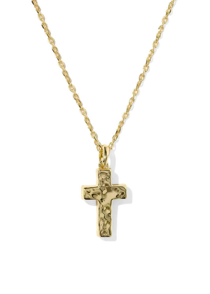 Gold cross pendant on a gold chain