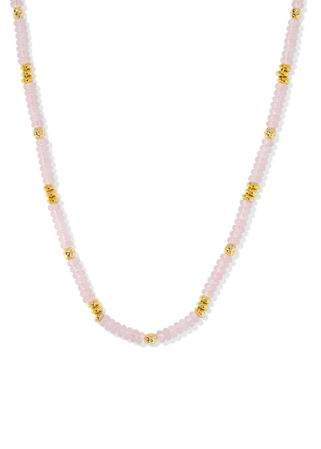 Kendra Scott Deliah Strand Necklace in Gold/Rose Quartz on a white background