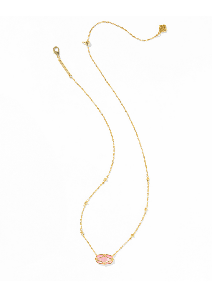 Kendra Scott Elisa Lattice Frame Short Pendant Necklace - Gold/Blush Ivory MOP