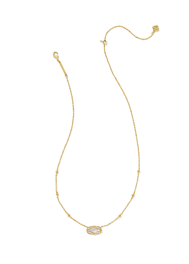 Kendra Scott Elisa Lattice Frame Short Pendant Necklace - Gold/Ivory MOP