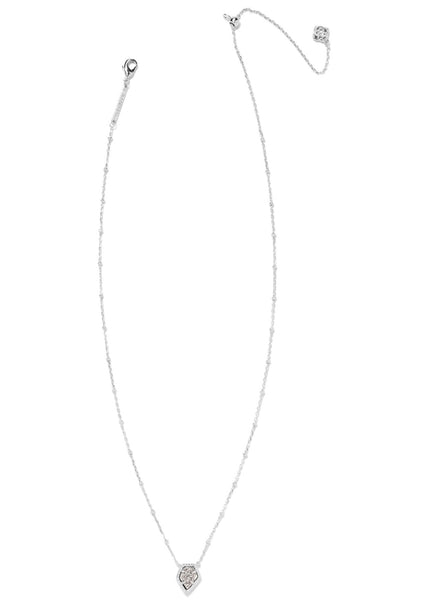 Framed Tess Satellite Short Pendant Necklace - Rhodium/Platinum Drusy
