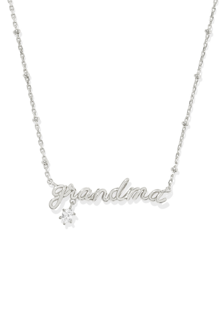 Kendra Scott Grandma Crystal Short Pendant Necklace in Rhodium