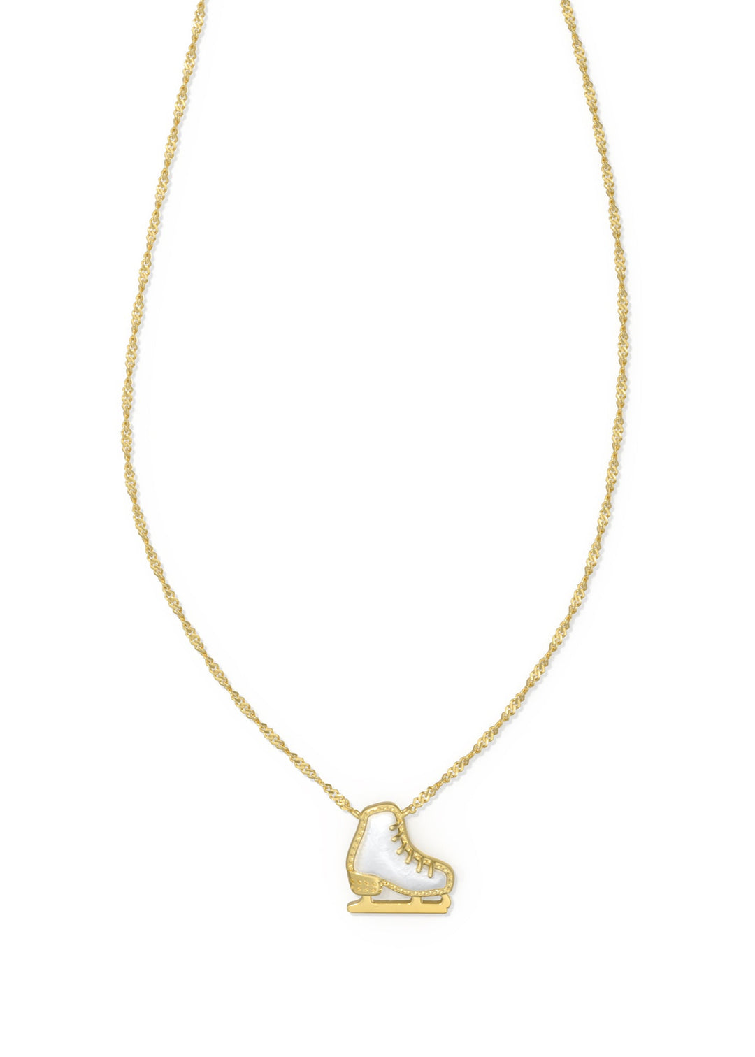 Gold necklace with a heart-shaped pendant on a white background