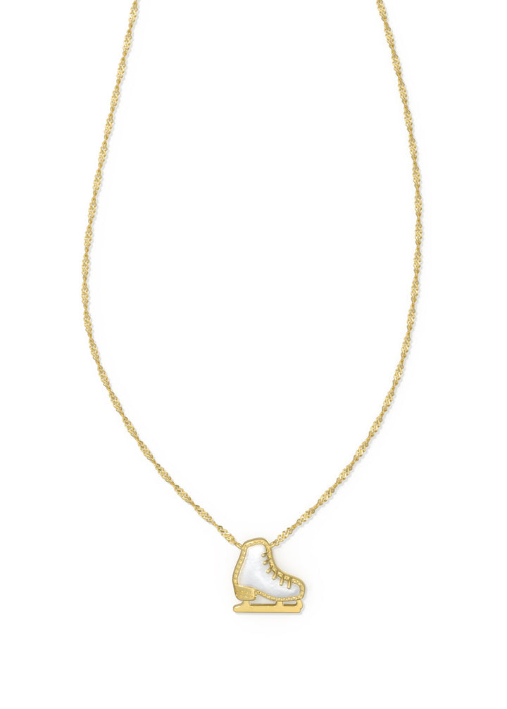 Gold necklace with a heart-shaped pendant on a white background