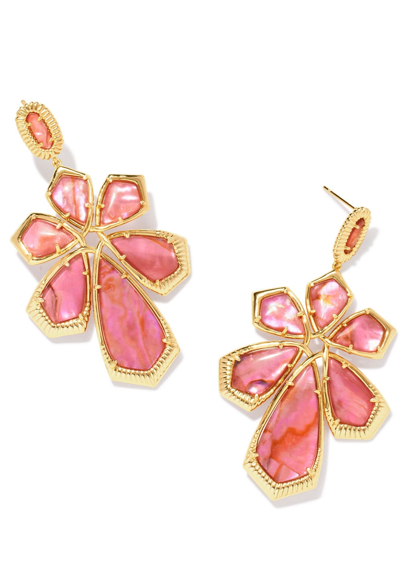 Layne Statement Earrings - Gold/Light Pink Iridescent Abalone
