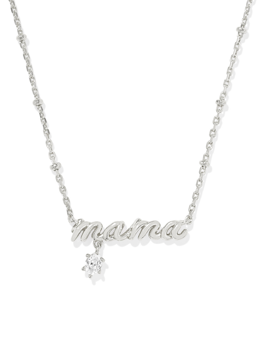 Kendra Scott Mama Crystal Short Pendant Necklace in Rhodium
