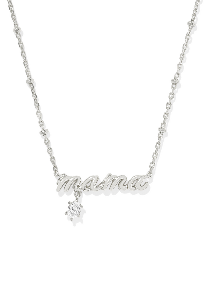 Kendra Scott Mama Crystal Short Pendant Necklace in Rhodium