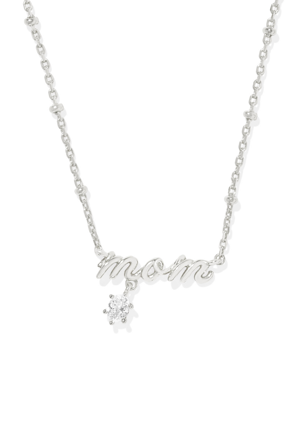 Kendra Scott Mom Crystal Short Pendant Necklace in Rhodium