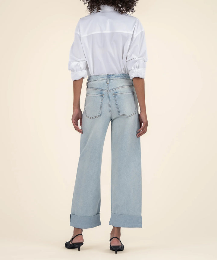 Kut From the Kloth Gwen High Rise Wide Leg Roll Up Jeans