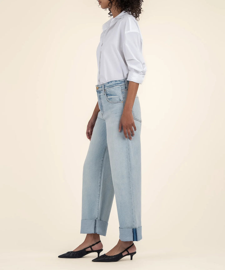 Kut From the Kloth Gwen High Rise Wide Leg Roll Up Jeans