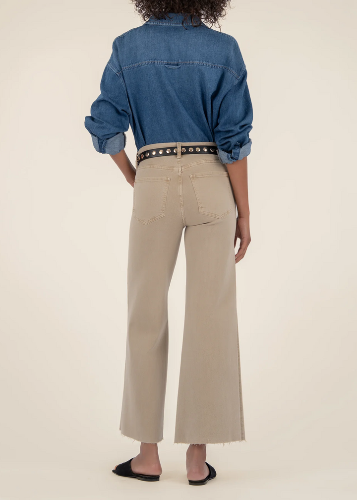 Kut From the Kloth Meg High Rise Raw Hem Wide Leg Jeans - Biscuit