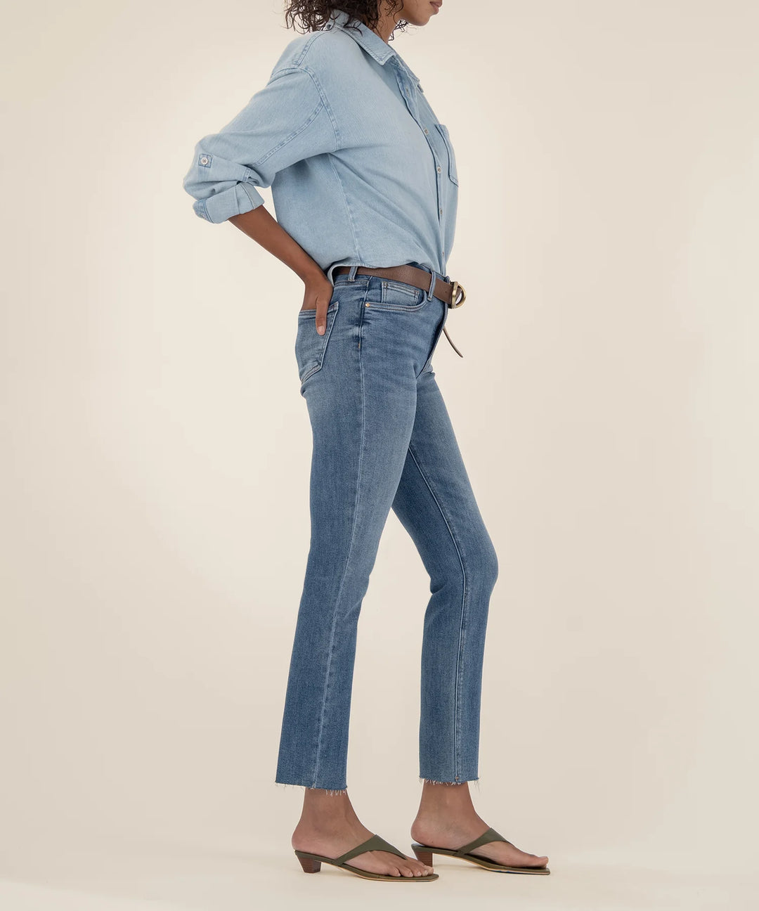 Kut From the Kloth Rachael High Rise Fab Ab Mom Raw Hem Jeans