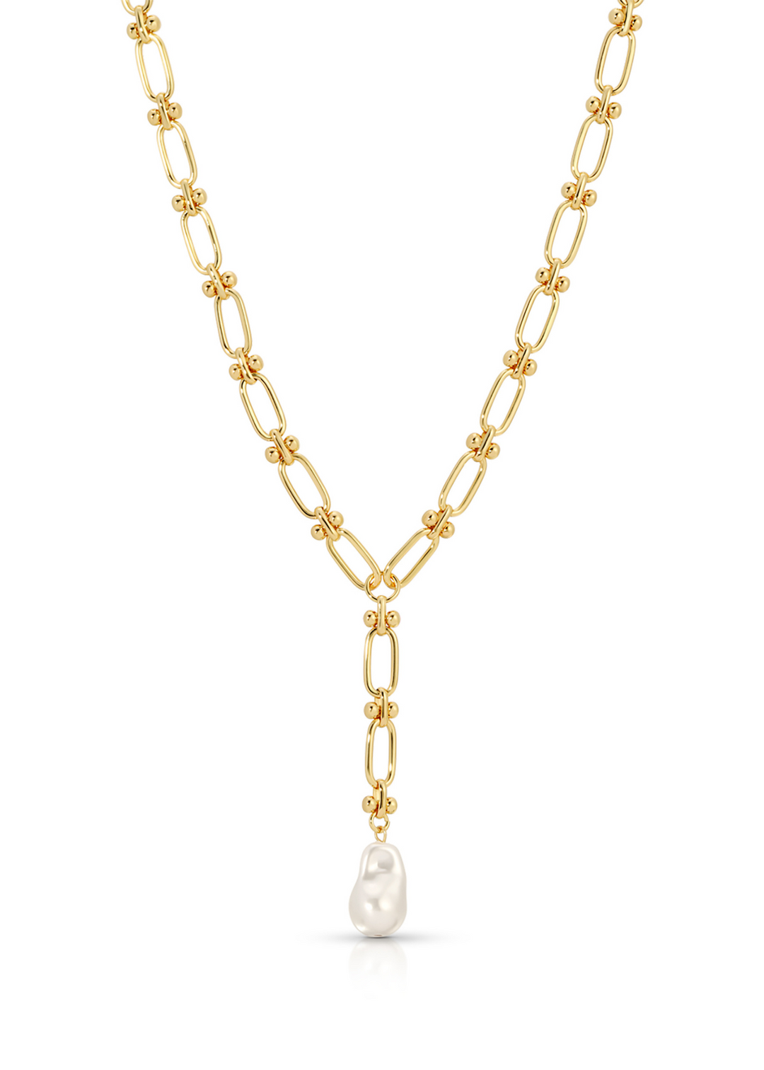 Leeada Chloe Maxi Pearl Lariat Necklace