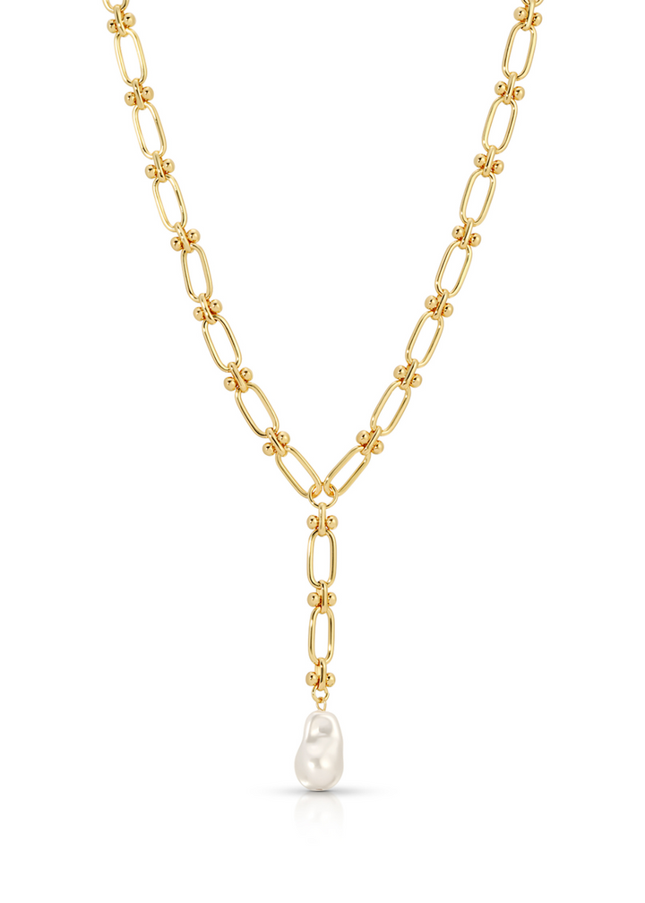 Leeada Chloe Maxi Pearl Lariat Necklace