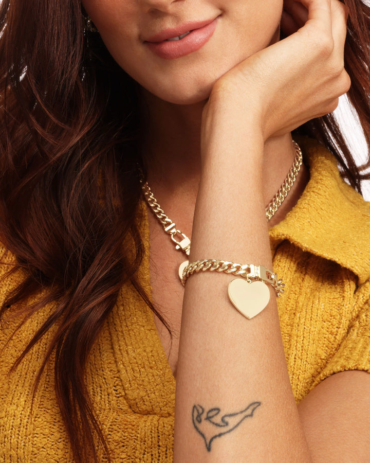 Melinda Maria Julian XL Heart Cuban Chain Bracelet - Gold