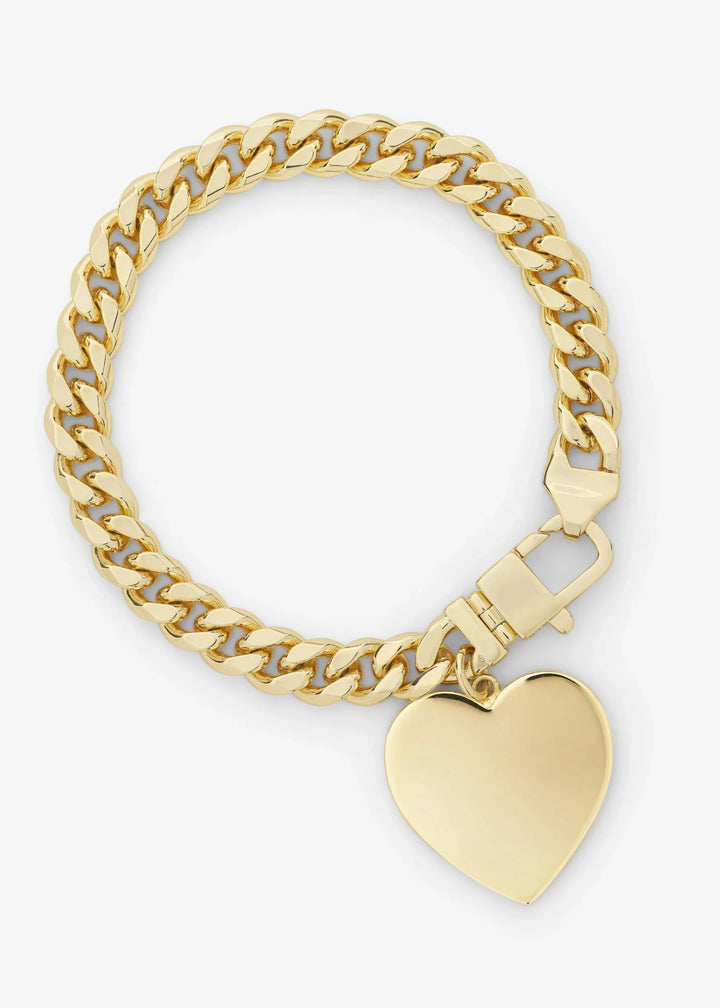 Melinda Maria Julian XL Heart Cuban Chain Bracelet - Gold