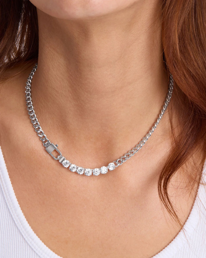 Melinda Maria Julian Loves Diamonds 16" Necklace - Silver
