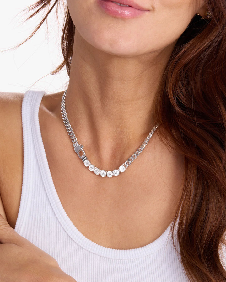 Melinda Maria Julian Loves Diamonds 16" Necklace - Silver