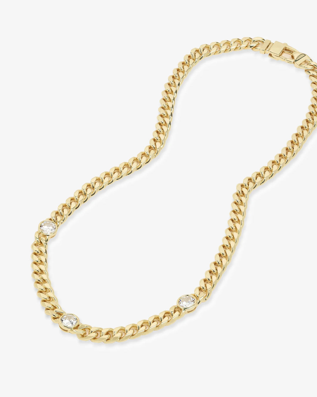 Melinda Maria Julian Triple Diamond 16" Cuban Chain Necklace - Gold/White Crystal
