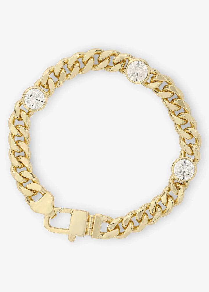 Melinda Maria Julian Triple Diamond Cuban Chain Bracelet - Gold