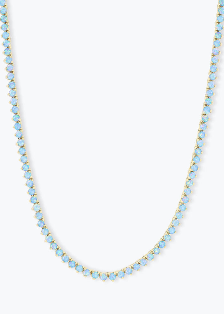 Melinda Maria Not Your Basic Blue Opal 16" Tennis Necklace - Gold/Blue Opal
