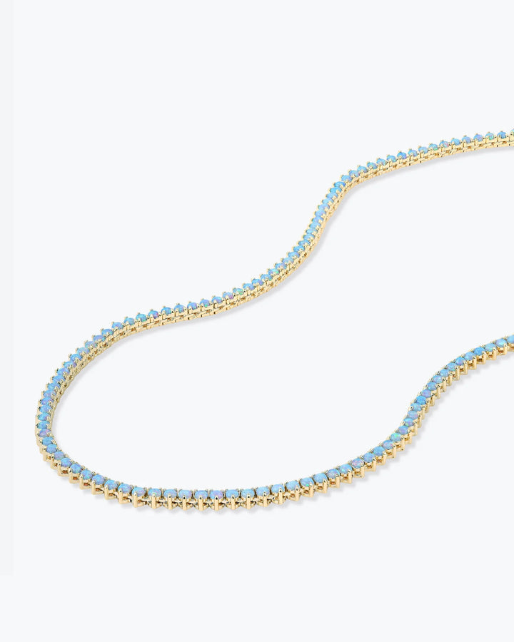 Melinda Maria Not Your Basic Blue Opal 18" Tennis Necklace - Gold/Blue Opal