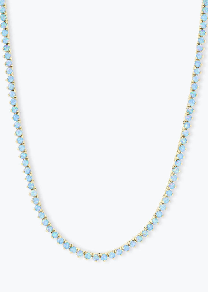 Melinda Maria Not Your Basic Blue Opal 18" Tennis Necklace - Gold/Blue Opal