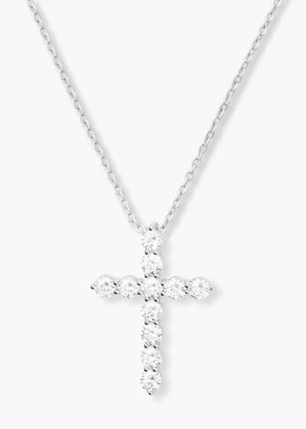 Melinda Maria Oh She Fancy Small Cross Pendant Necklace - Silver