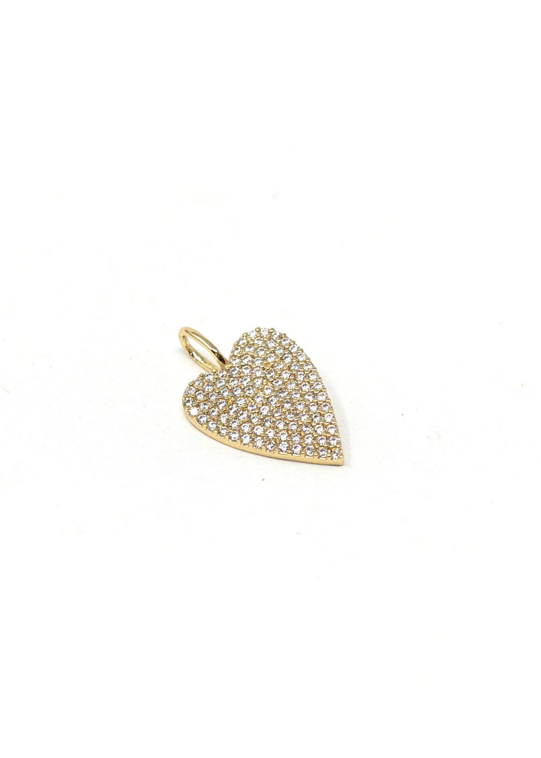 The Sis Kiss Moody Heart Charm in Gold with Clear Crystal